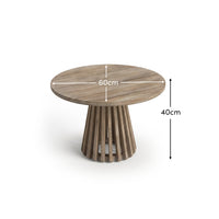 Willow Round Wooden Garden Coffee Table - Brushed Light Acacia