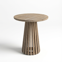 Willow Round Wooden Garden Side Table - Brushed Light Acacia