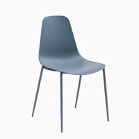 Amelia 6 Seater Pale Grey Concrete Garden Dining Set with Wren Blue Chairs