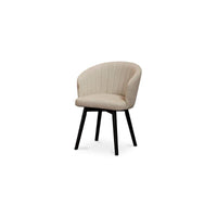 Arabella Natural Beige Dining Chairs - Set of 2 - Black Oak Legs