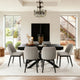 Amelia Black Extending Dining Table Set - 6 Seater - Chloe Soft Beige Dining Chairs - Black Oak Legs