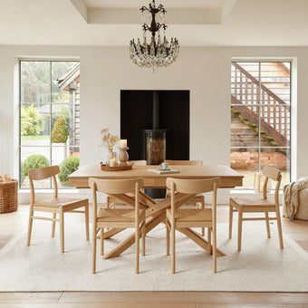 compare product Amelia Whitewash Extending Dining Table Set - 6 Seater - Faye Wooden Whitewash Dining Chairs