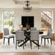 Amelia Black Extending Dining Table Set - 6 Seater - Nolan Fawn Linen Dining Chairs - Black Legs
