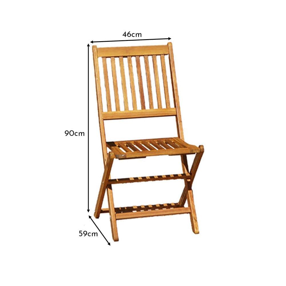 Ashby Wooden Armless Garden Folding Chairs - Set of 2
