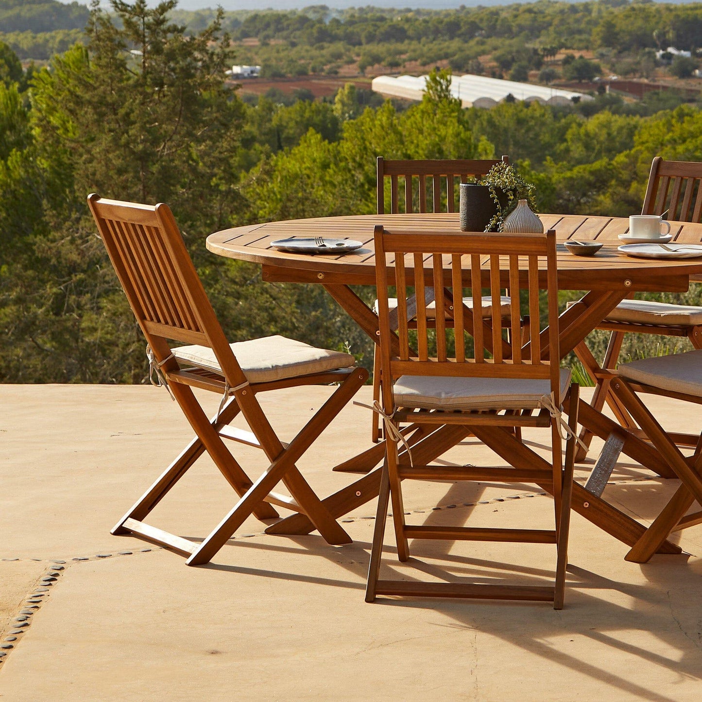 Ashby Wooden Armless Garden Folding Chairs - Set of 2