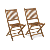 Ashby Wooden Armless Garden Folding Chairs - Set of 2