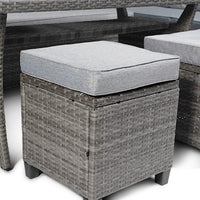 Outlet - Aston 9 Seater Rattan Garden Corner Sofa Set with Grey Lean Over Parasol - Polywood Top - Grey