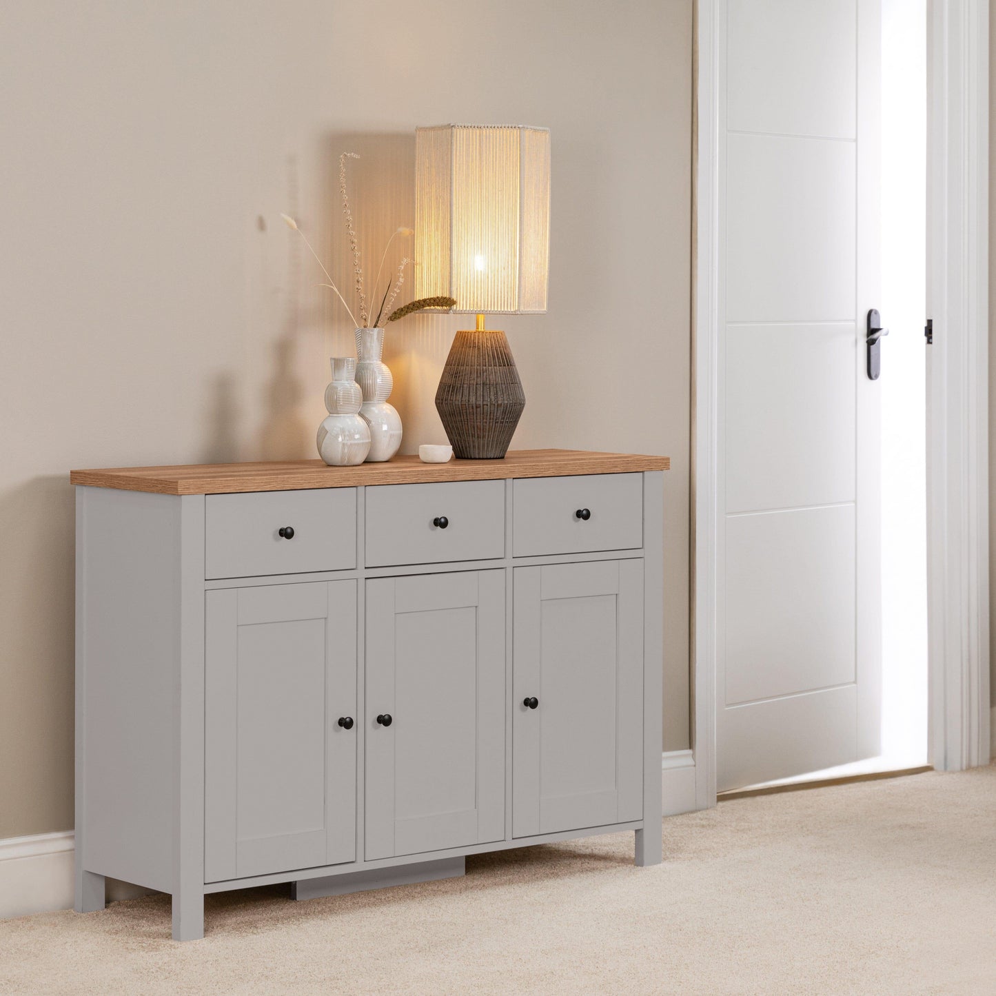 Outlet - Bampton 3 Door Sideboard - Stone Grey