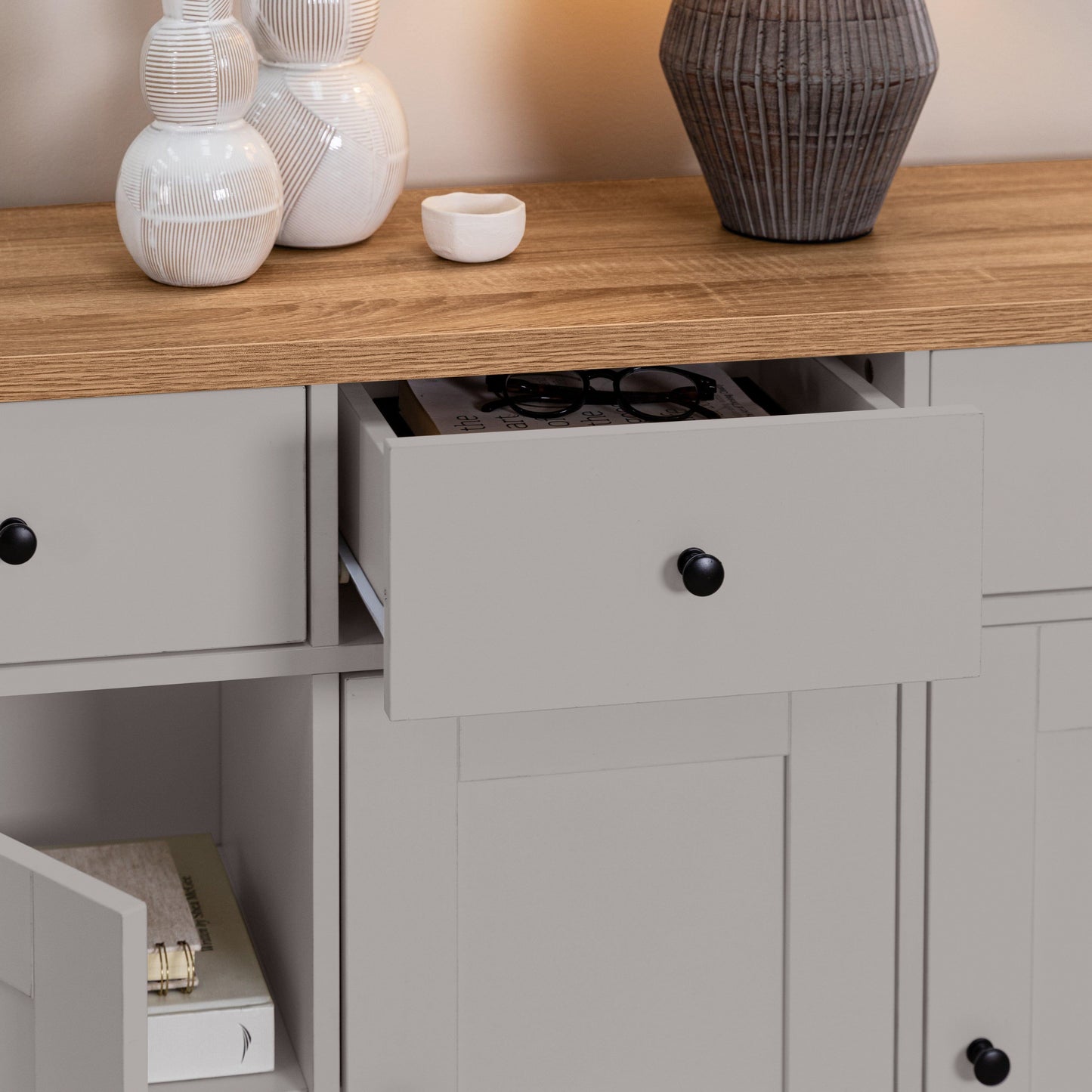 Outlet - Bampton 3 Door Sideboard - Stone Grey