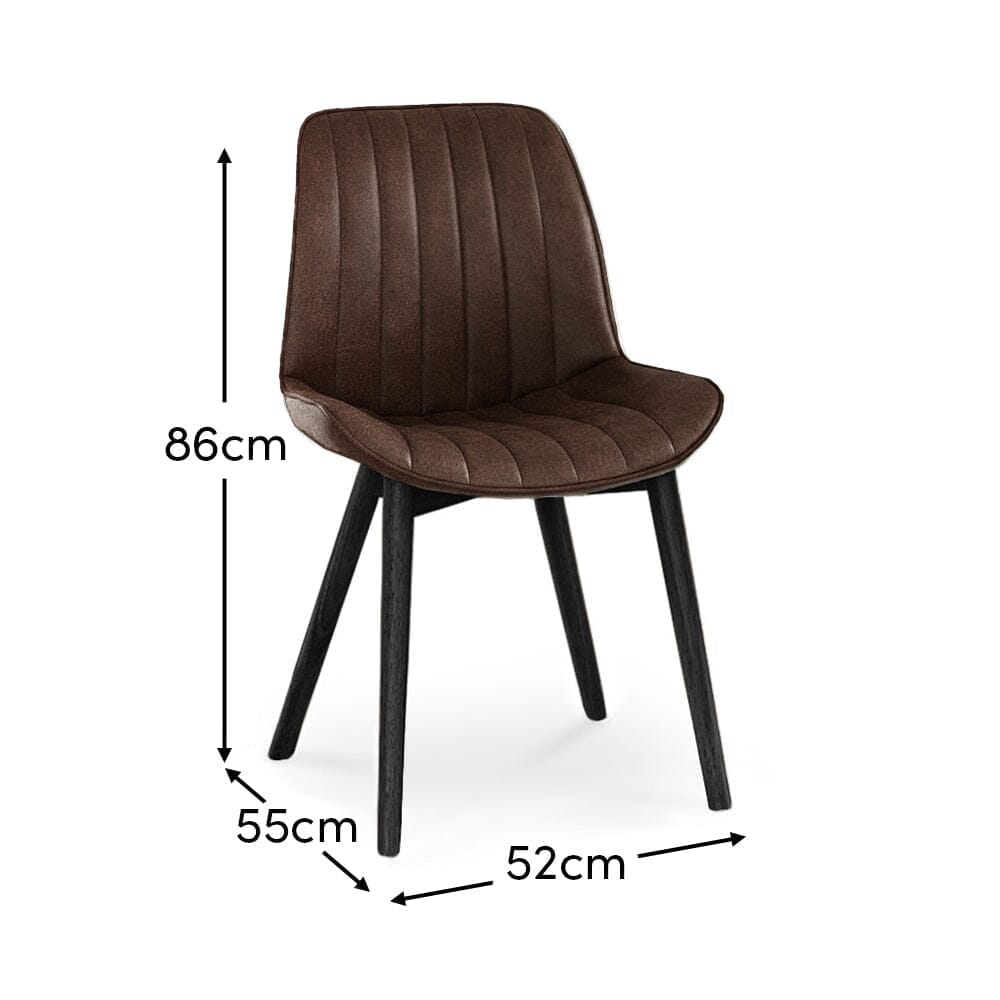 Bella Saddle Brown Dining Chairs - Set of 2 - Black Oak Legs