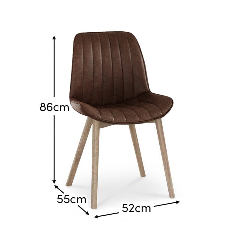 Bella Saddle Brown Dining Chairs - Set of 2 - Whitewash Oak Legs