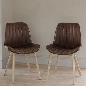 compare product Bella Saddle Brown Dining Chairs - Set of 2 - Whitewash Oak Legs