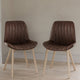 Bella Saddle Brown Dining Chairs - Set of 2 - Whitewash Oak Legs