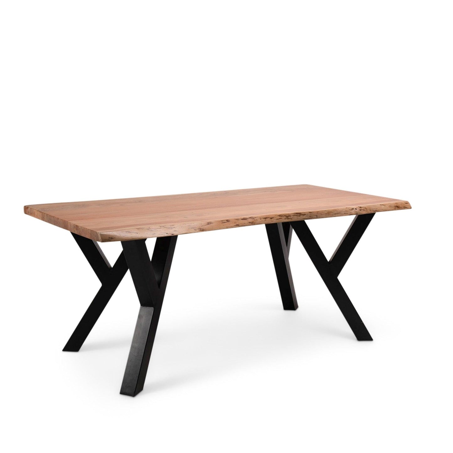 Bosco Acacia Wood Dining Table Set - 6 Seater - Bosco Dining Benches - Black Legs
