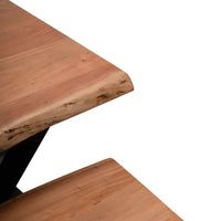 Bosco Acacia Wood Dining Table Set - 6 Seater - Bosco Dining Benches - Black Legs