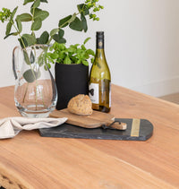 Bosco Acacia Wood Dining Table Set - 6 Seater - Bosco Dining Benches - Black Legs