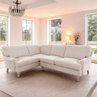 Outlet - Brea Oyster White Left Corner Sofa with Whitewash Oak Legs