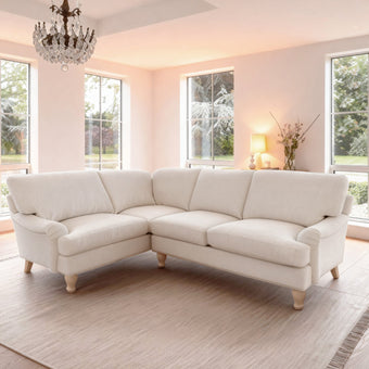 compare product Brea Oyster White Left Corner Sofa with Whitewash Oak Legs