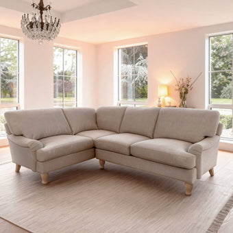 compare product Brea Mink Taupe Left Corner Sofa with Whitewash Oak Legs