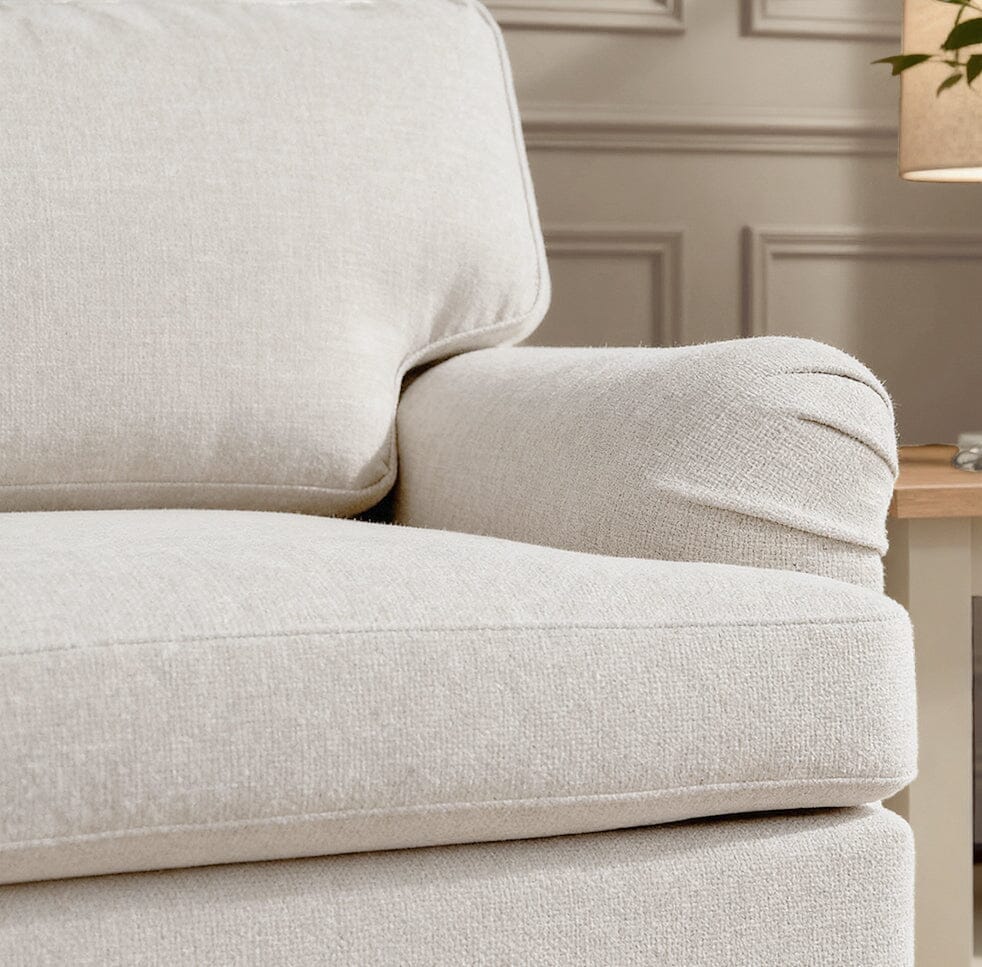 Outlet - Brea Oyster White Left Corner Sofa with Whitewash Oak Legs
