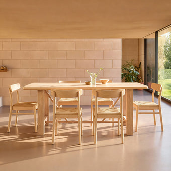 compare product Carter Whitewash Rectangular Table Set - 6 Seater - Faye Whitewash Oak Dining Chairs