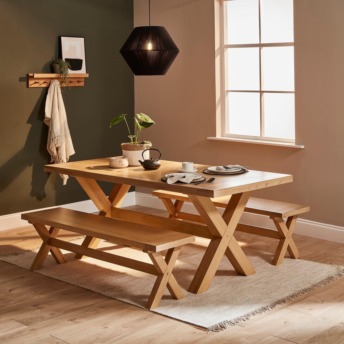 Outlet - Charlotte Pale Oak Dining Table - Cross Leg