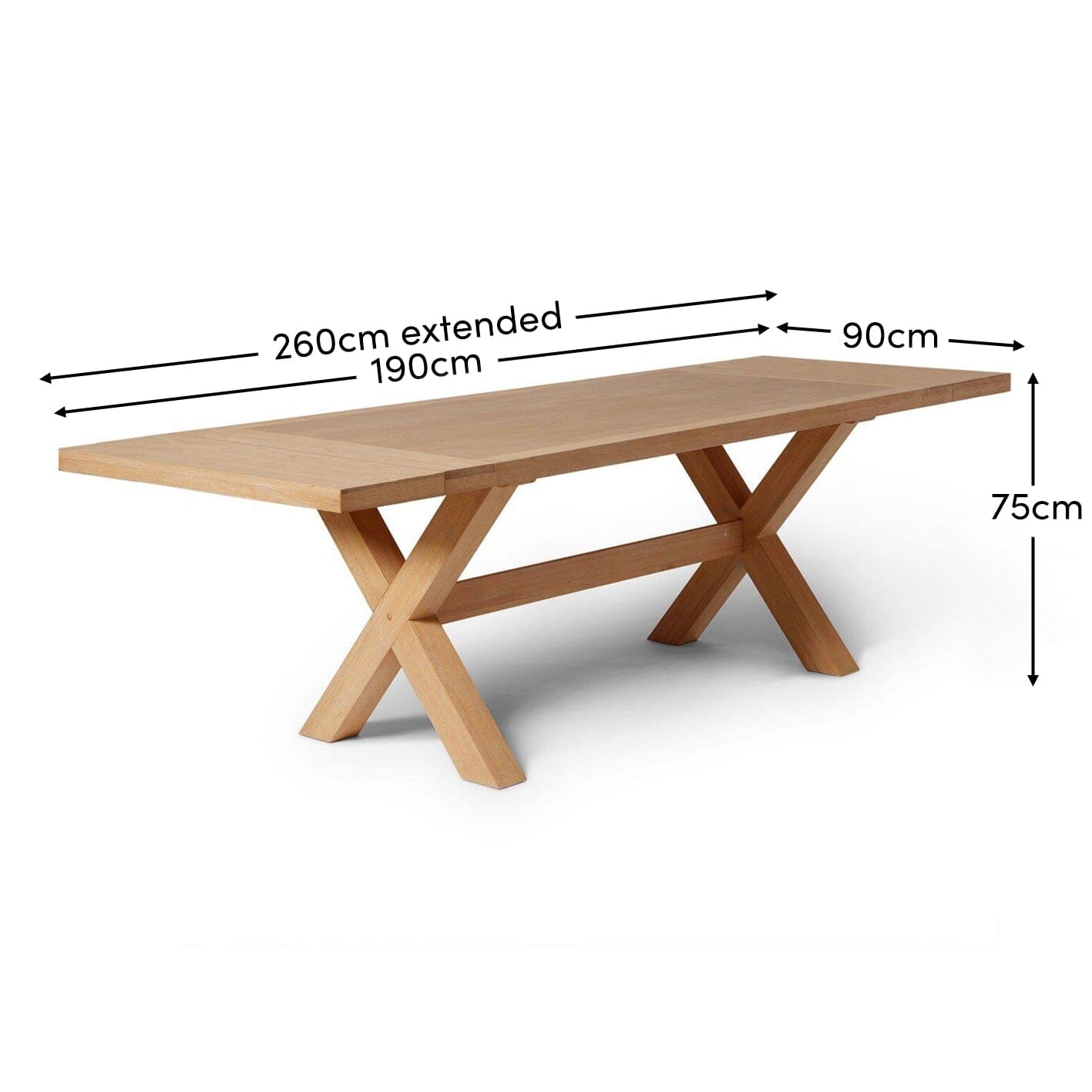 Outlet - Charlotte Pale Oak Dining Table - Extendable - Cross Leg