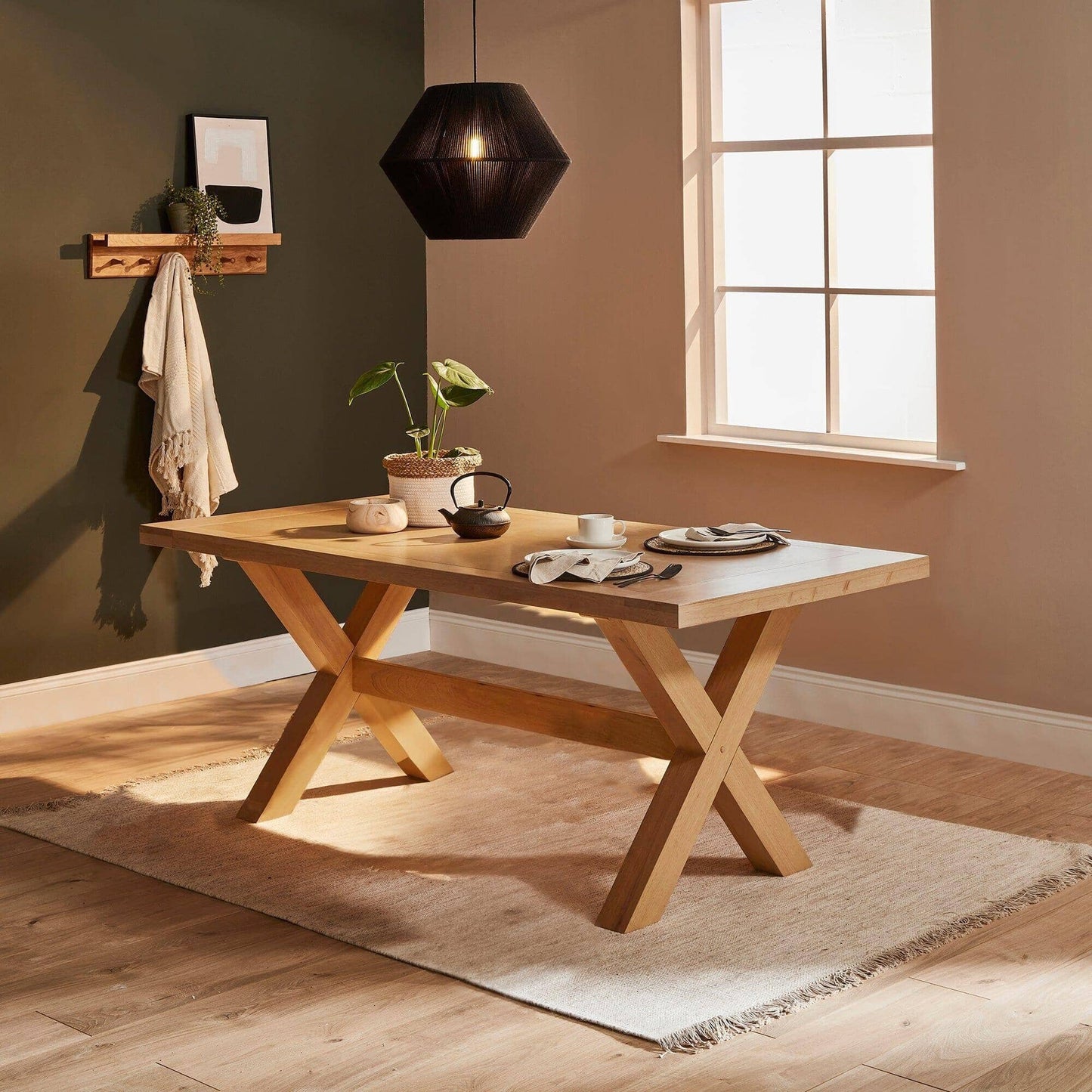 Outlet - Charlotte Pale Oak Dining Table - Cross Leg