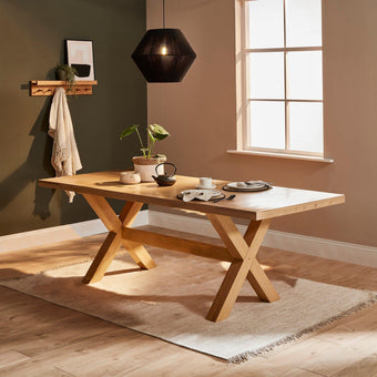 compare product Outlet - Charlotte Pale Oak Dining Table - Extendable - Cross Leg