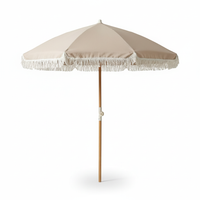 Oia Round Parasol 2m - Wooden Pole - Natural