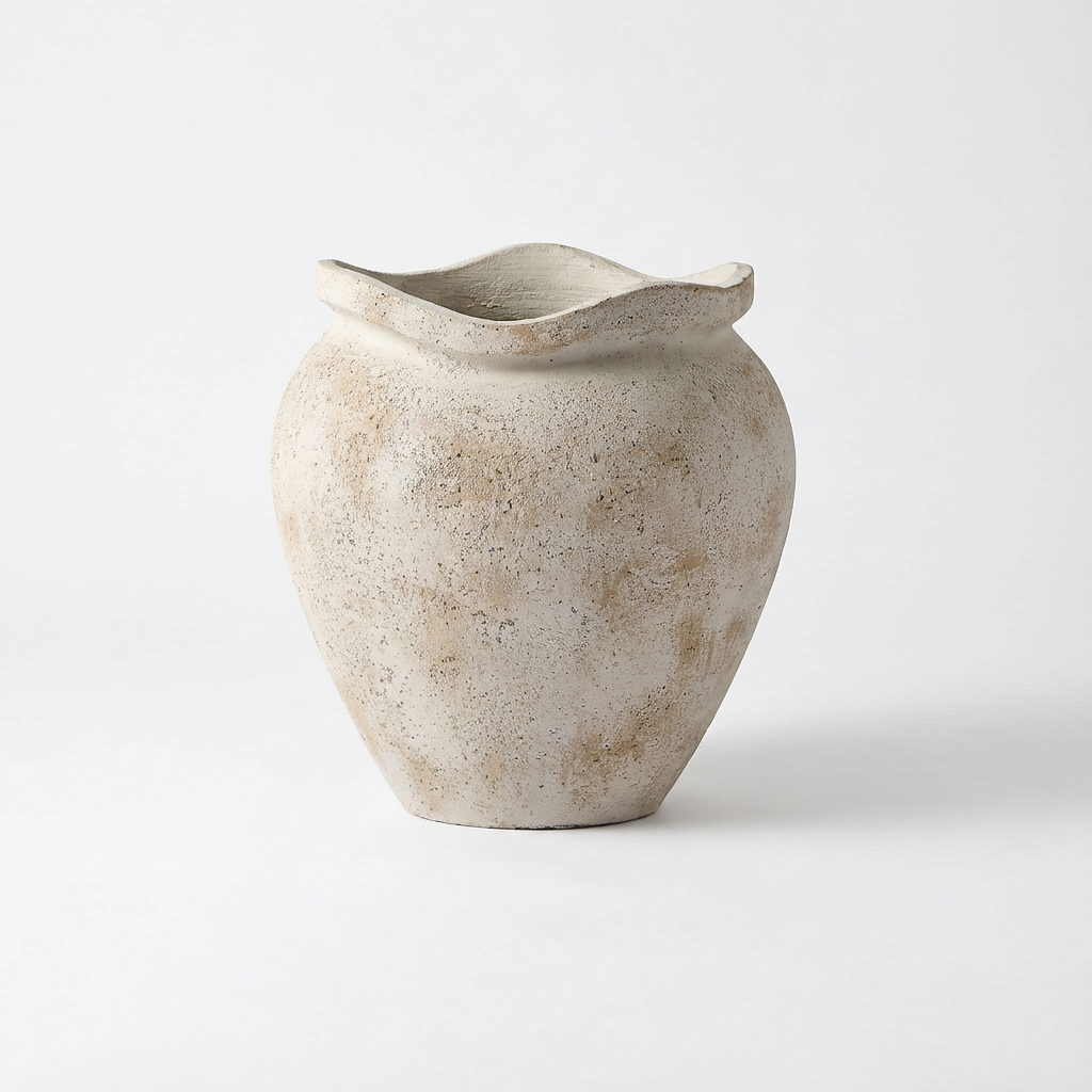 Tomar Fiber Cement 38.5cm Planter - Rustic White