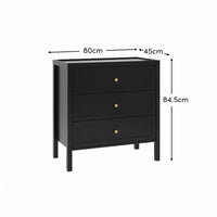 Charlie 3 Drawer Chest of Drawer - Noir Black
