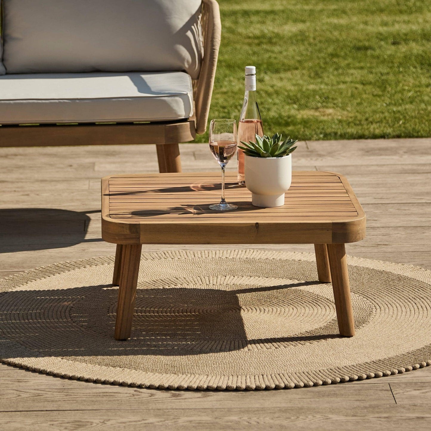 Eaden 5 Seater Corner Coffee Table Set with 2 Seren Occasional Chairs - Natural