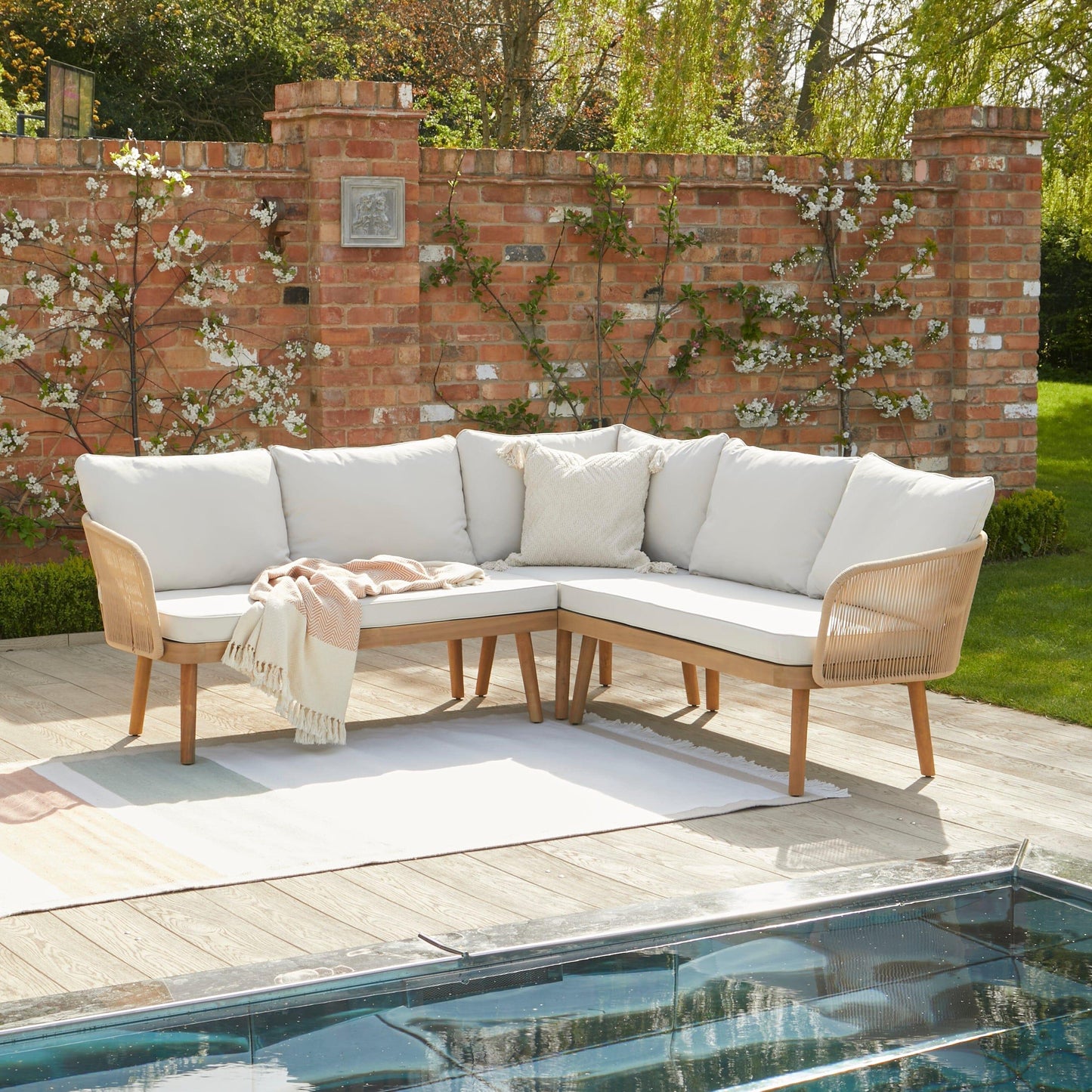 Eaden 5 Seater Corner Coffee Table Set with 2 Seren Occasional Chairs - Natural