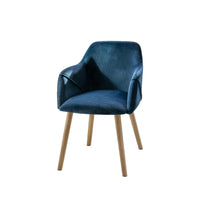 Freya Blue Velvet Dining Armchairs - Set of 2 - Chalked Mangowood Legs
