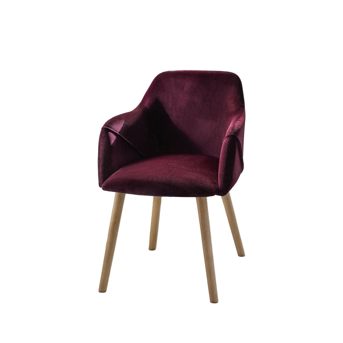 Freya Burgundy Red Dining Armchairs - Set of 2 - Chalked Mangowood Legs
