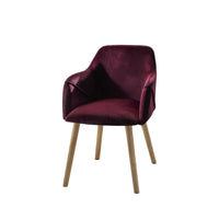 Freya Burgundy Red Dining Armchairs - Set of 2 - Chalked Mangowood Legs