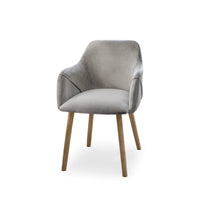 Freya Mist Grey Dining Armchairs - Set of 2 - Chalked Mangowood Legs
