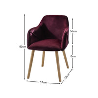 Freya Burgundy Red Dining Armchairs - Set of 2 - Chalked Mangowood Legs