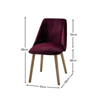 Freya Burgundy Red Dining Chairs - Set of 2 - Chalked Mangowood Legs