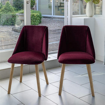 compare product Freya Burgundy Red Dining Chairs - Set of 2 - Chalked Mangowood Legs