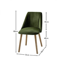 Freya Fern Green Dining Chairs - Set of 2 - Chalked Mangowood Legs