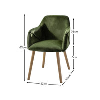 Freya Fern Green Dining Armchairs - Set of 2 - Chalked Mango Wood Legs