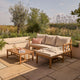 Harrelson 3 Seater Wooden Garden Chaise Corner Set - Natural Acacia and Sand