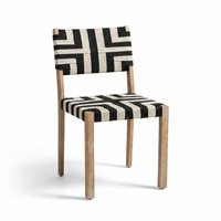 Willow 4 Seater Wooden Brushed Light Acacia Round Dining Set with Saffron Black and Beige Chairs