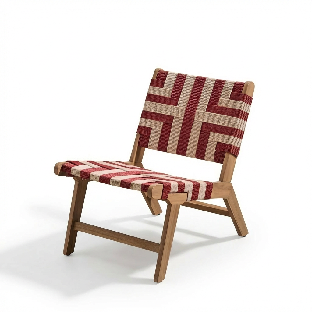 Saffron White Acacia Occasional Chair - Beige/Paprika Rope