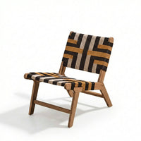Saffron White Acacia Occasional Chair - Beige/Black/Yellow Rope