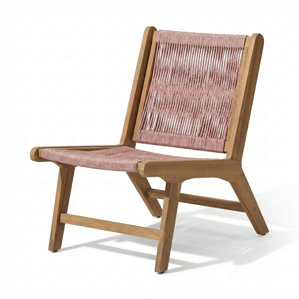 Seren White Acacia Occasional Garden Chair - Mottled Pink Rope