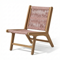 Seren White Acacia Occasional Garden Chair - Mottled Pink Rope