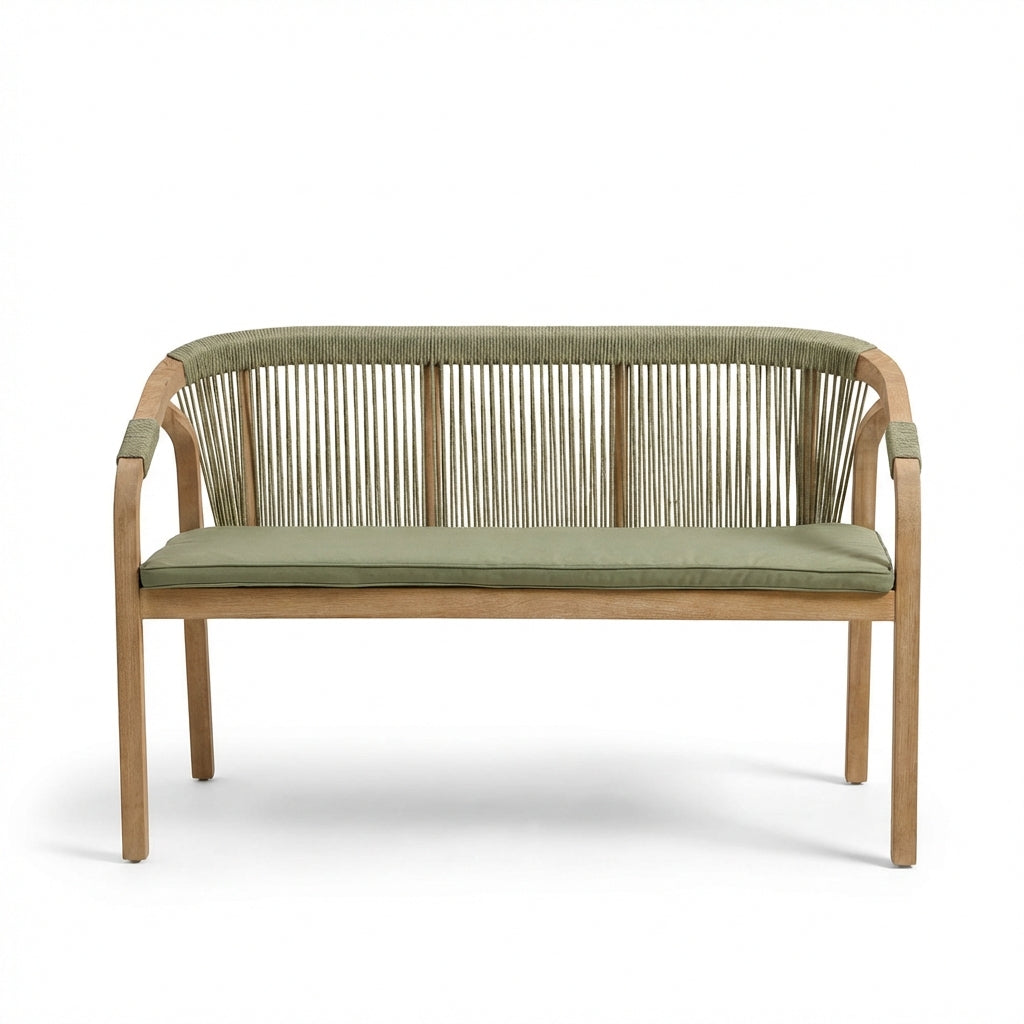 Shiro 6 Seater Wooden Garden Dining Set with 2 Shiro Benches & 2 Shiro Chairs - Green Rope